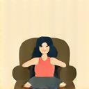 Icon representing a person relaxing in a comfy chair.